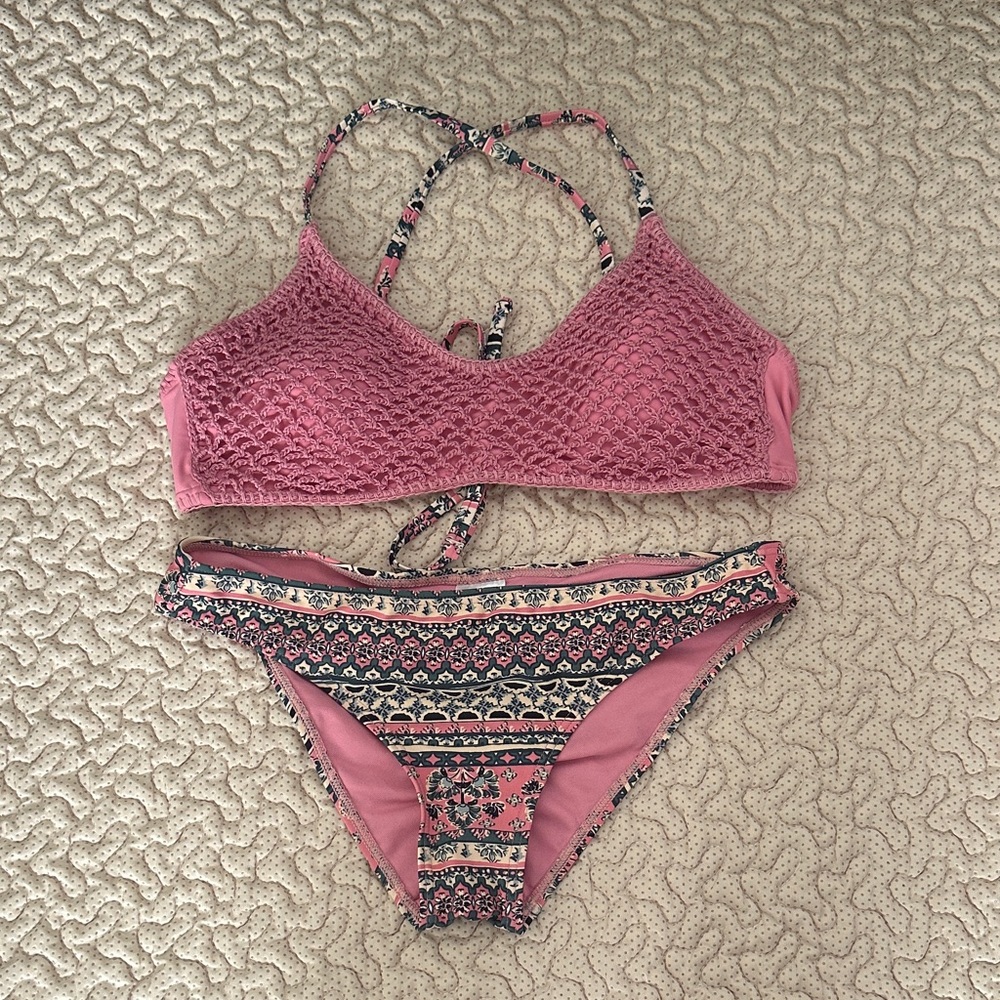 Xhilaration Pink and Black Bikini Set
